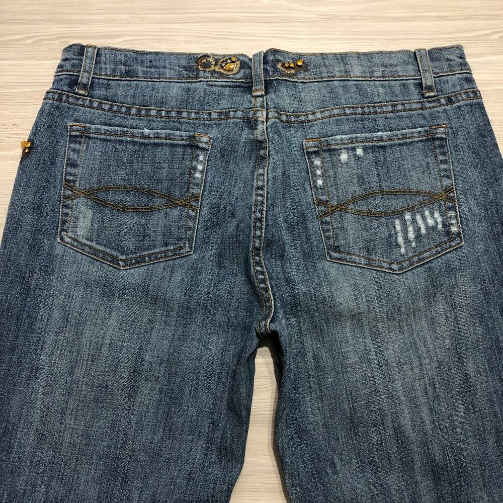 Clash Jeans USA Co Embroidered Faux Rhinestone Bootcut Blue Womens Jr Size 13 - Picture 10 of 15
